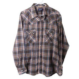 Vintage Levis Mens XL X-LARGE western shirt pearl snap plaid 80s